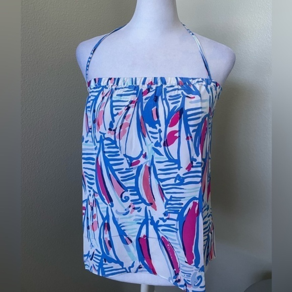 Lilly Pulitzer 100% silk halter top sz xs